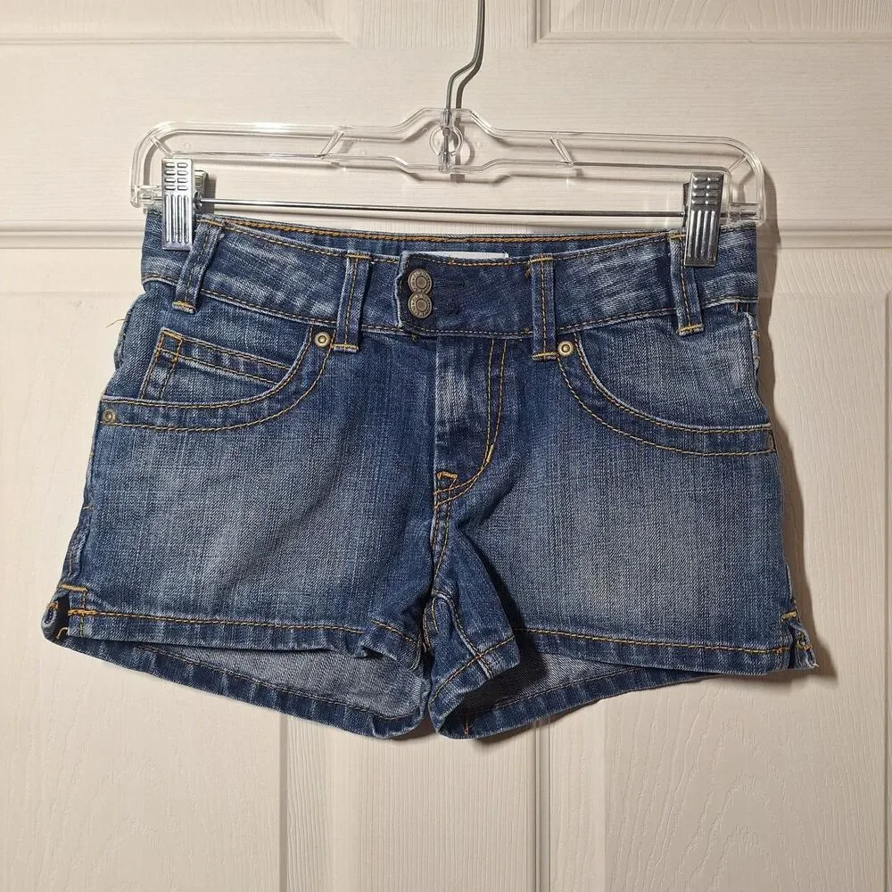 Old Navy Dark Acid Wash Blue Denim Mid Rise Jean Shorts Vintage Y2K Girl's Sz 10